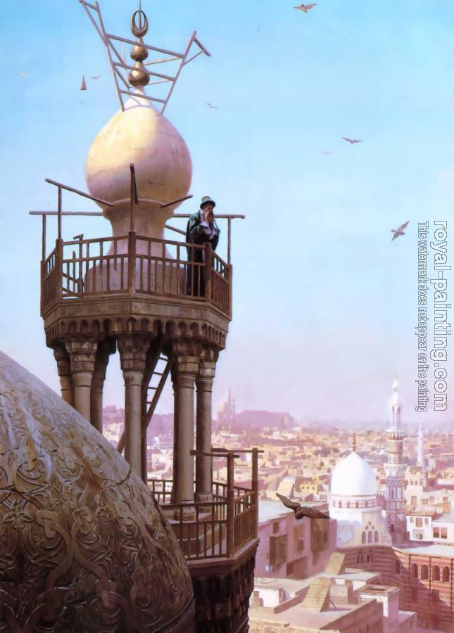 Jean-Leon Gerome : A Muezzin Calling from the Top of a Minaret the Faithful to Prayer